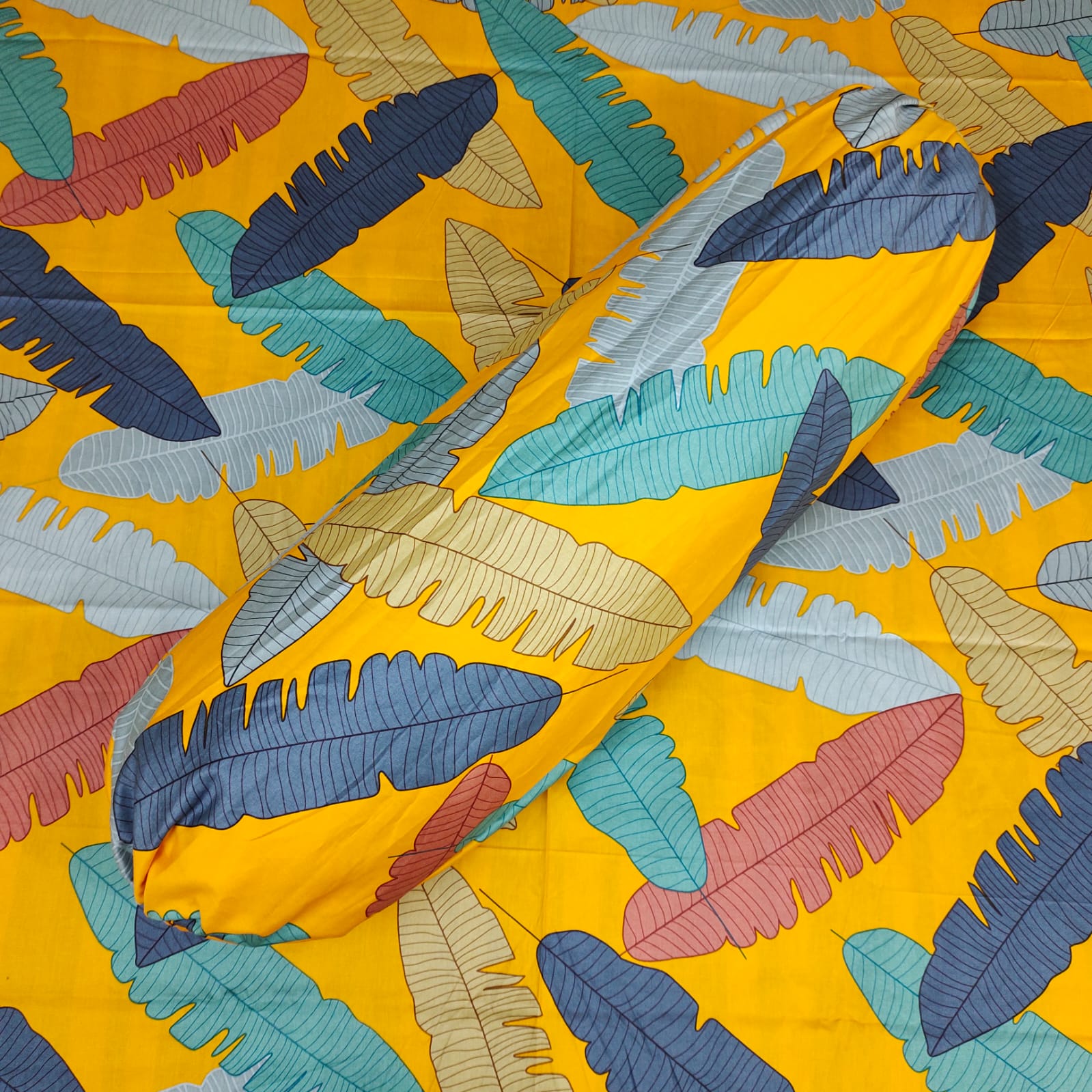 Luxury Twill Cotton Ortha Bedsheet – King Size – 3Pecs – Kalapata Yellow - Image 3