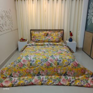 5 Pecs Ortha Luxury Couple Comforter Set (Happy Mustered)