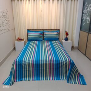 ORTHA EXCLUSIVE COTTON KING SIZE BEDSHEET – 3 PECS SET – STRIPE