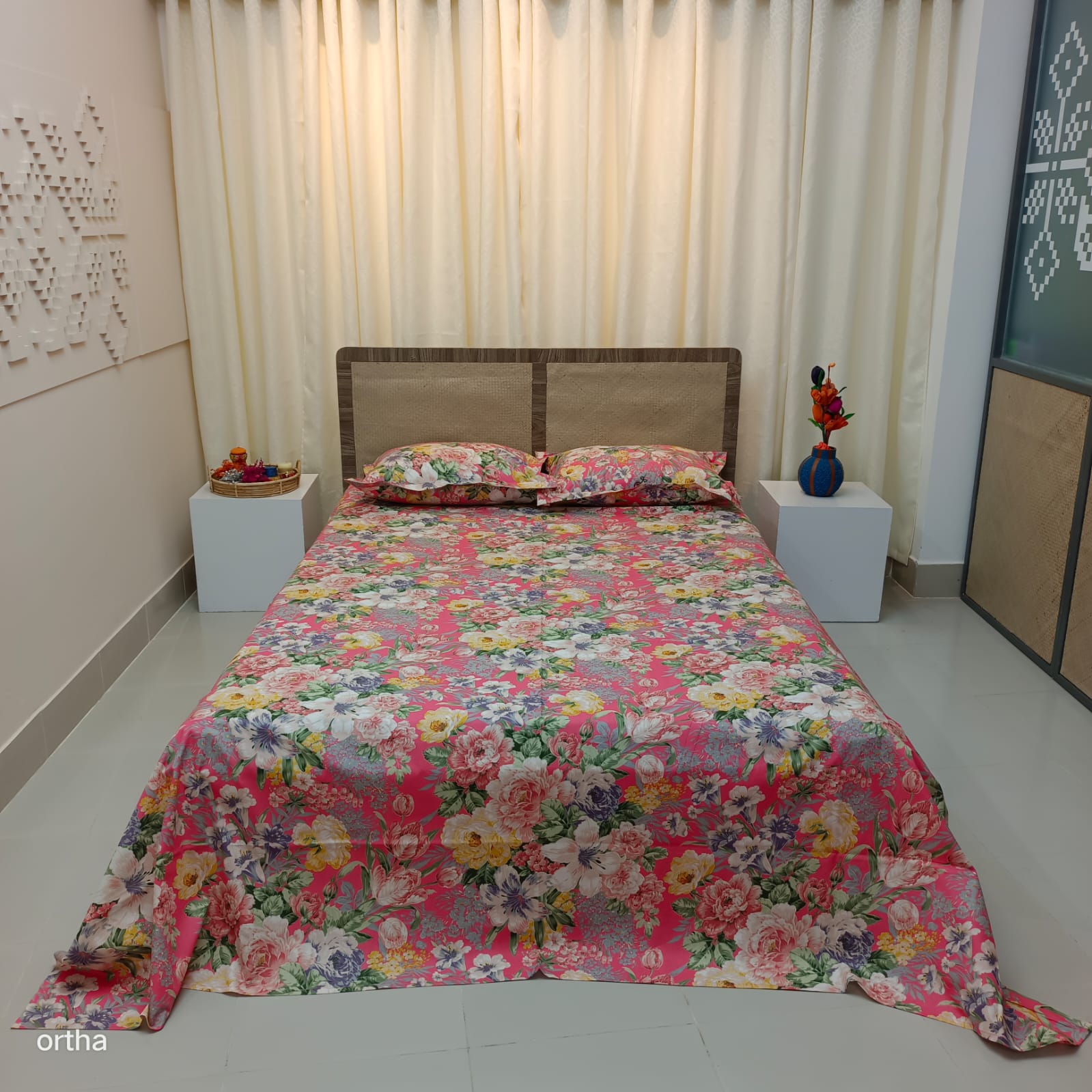 5 Pecs Ortha Luxury Couple Comforter Set (Happy Pink) - Image 7