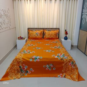 Luxury Twill Cotton Ortha Bedsheet – King Size – 3Pecs – Snow Orange