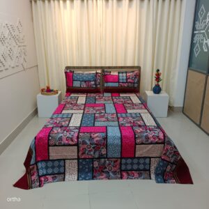 Luxury Twill Cotton Ortha Bedsheet – King Size – 3Pecs – Purple Box