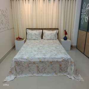 30/30 Count Luxury Exclusive Ortha Bedsheet – King Size – 3 Pecs Set – White Peace