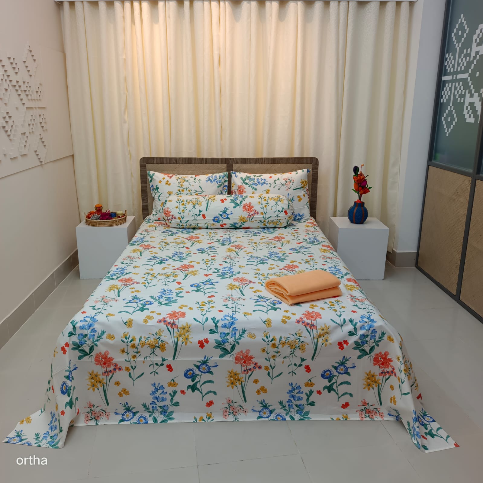 9 Pecs Family Combo Set – Bedsheet - Pillow - Comforter - Morning Glory & Love Rose - Image 2