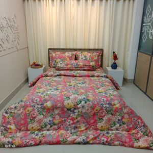 5 Pecs Ortha Luxury Couple Comforter Set (Happy Pink)