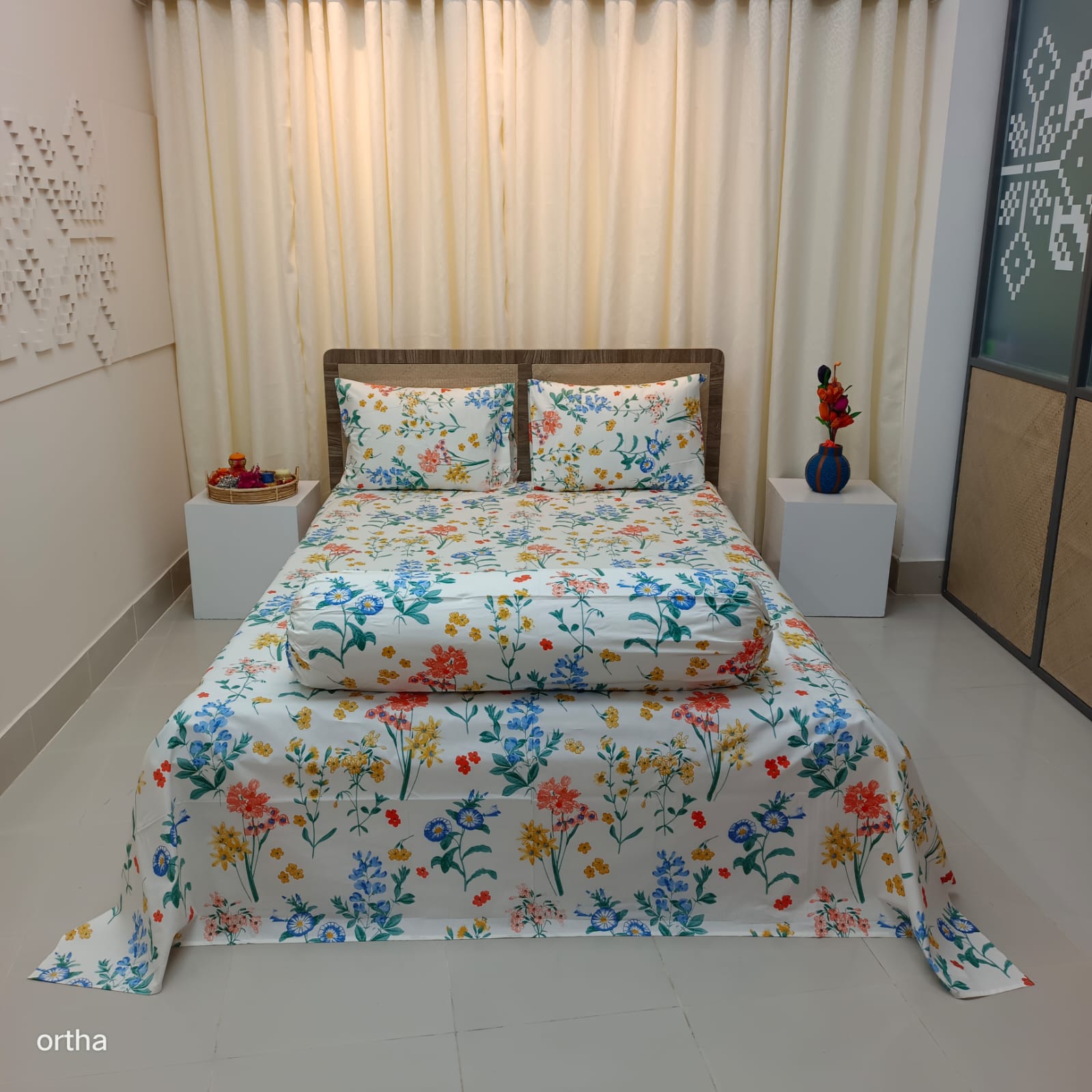 9 Pecs Family Combo Set – Bedsheet - Pillow - Comforter - Morning Glory & Love Rose - Image 3