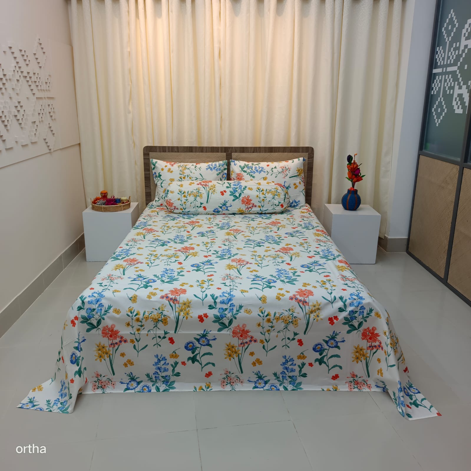 9 Pecs Family Combo Set – Bedsheet - Pillow - Comforter - Morning Glory & Love Rose - Image 4