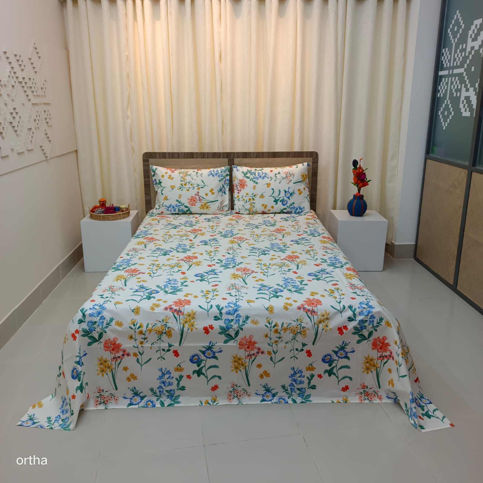 9 Pecs Family Combo Set – Bedsheet - Pillow - Comforter - Morning Glory & Love Rose - Image 5