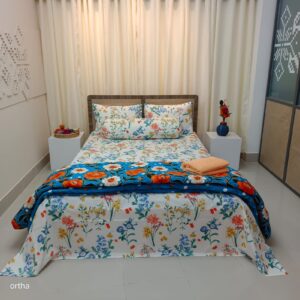 9 Pecs Family Combo Set – Bedsheet – Pillow – Comforter – Morning Glory & Kolmi Paste