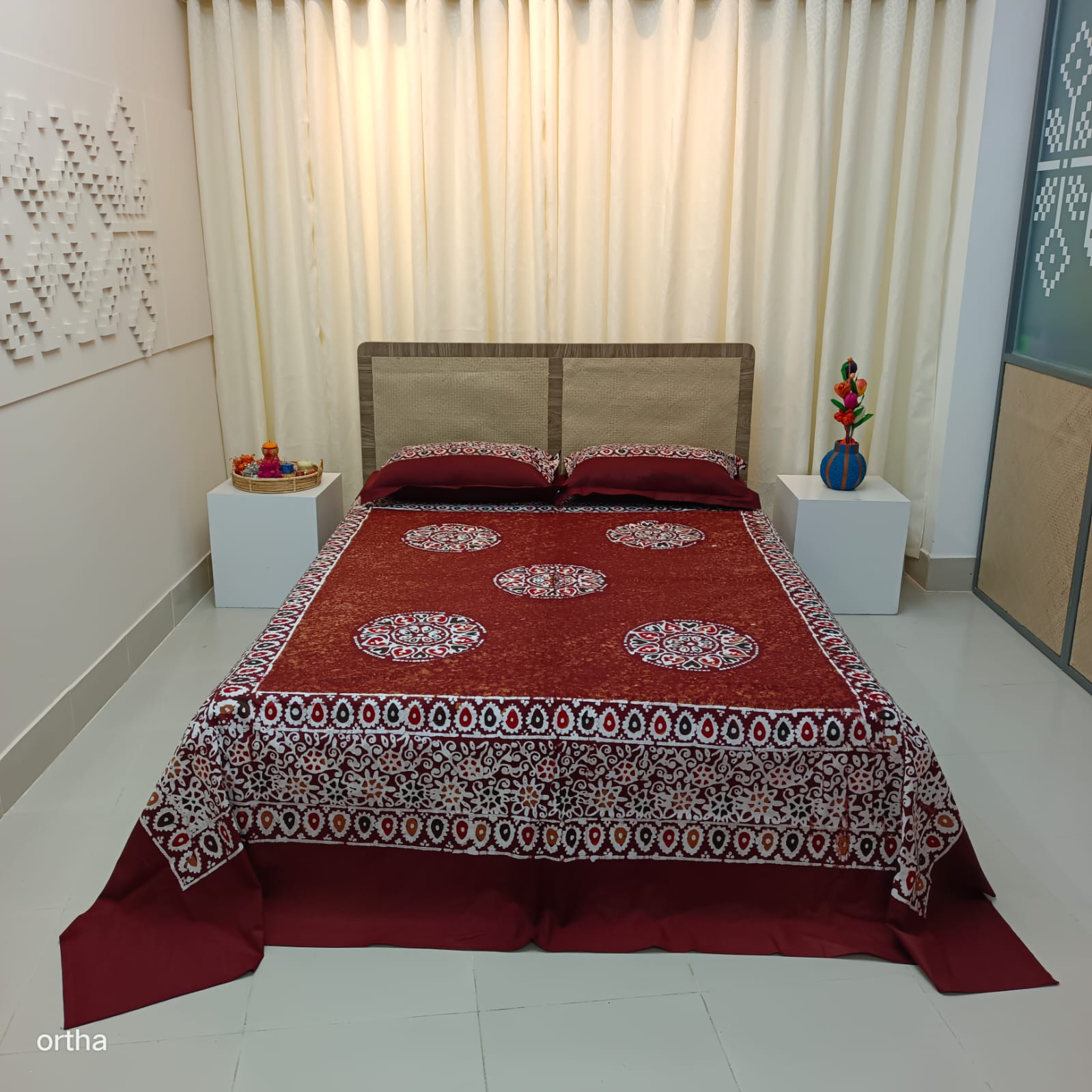 Ortha Designer Collection – 3 Pecs Set – Mom Batik – Maroon - Image 3