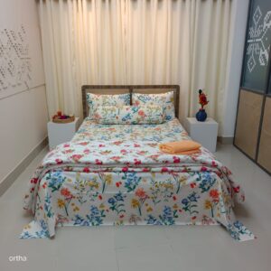 9 Pecs Family Combo Set – Bedsheet - Pillow - Comforter - Morning Glory & Love Rose