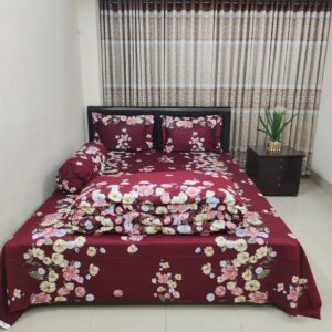 5 Pecs King Size Ortha Luxury Couple Comforter Set (T Maroon)