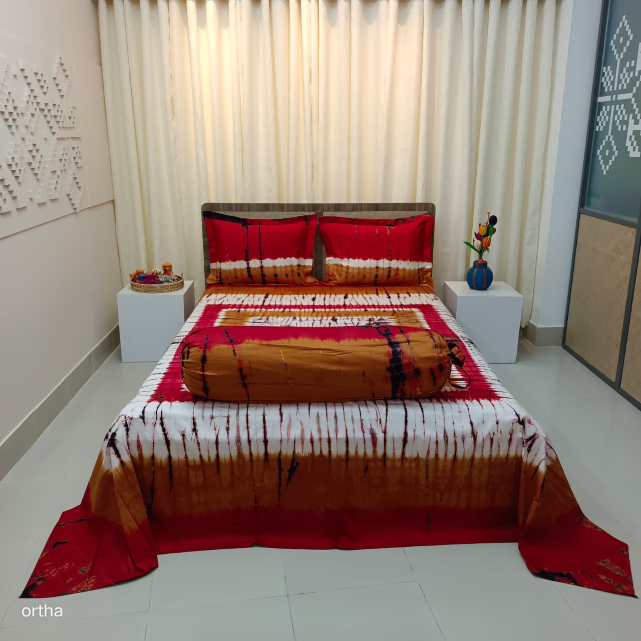 Tie-Dye Batik Bedsheet – Ortha Designer Collection – 4 Pecs Set - Image 2