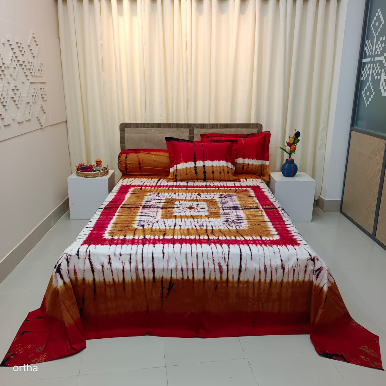 Tie-Dye Batik Bedsheet – Ortha Designer Collection – 4 Pecs Set - Image 5