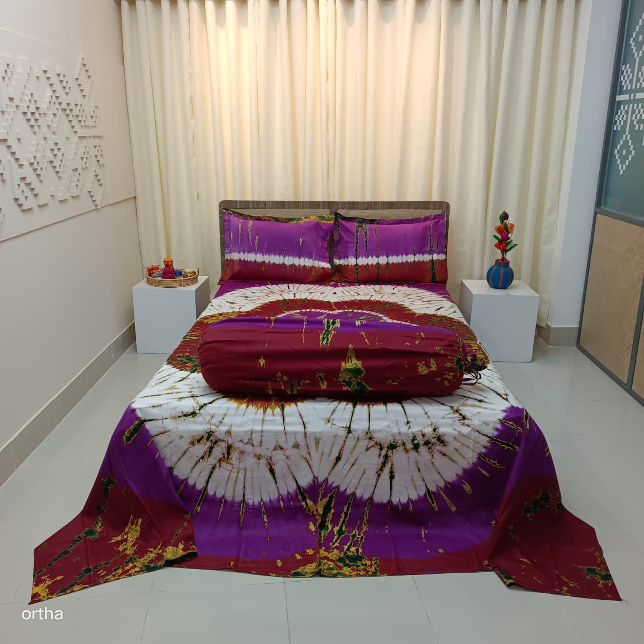 Tie-Dye Batik Bedsheet - Ortha Designer Collection - 4 Pecs Set - Image 2