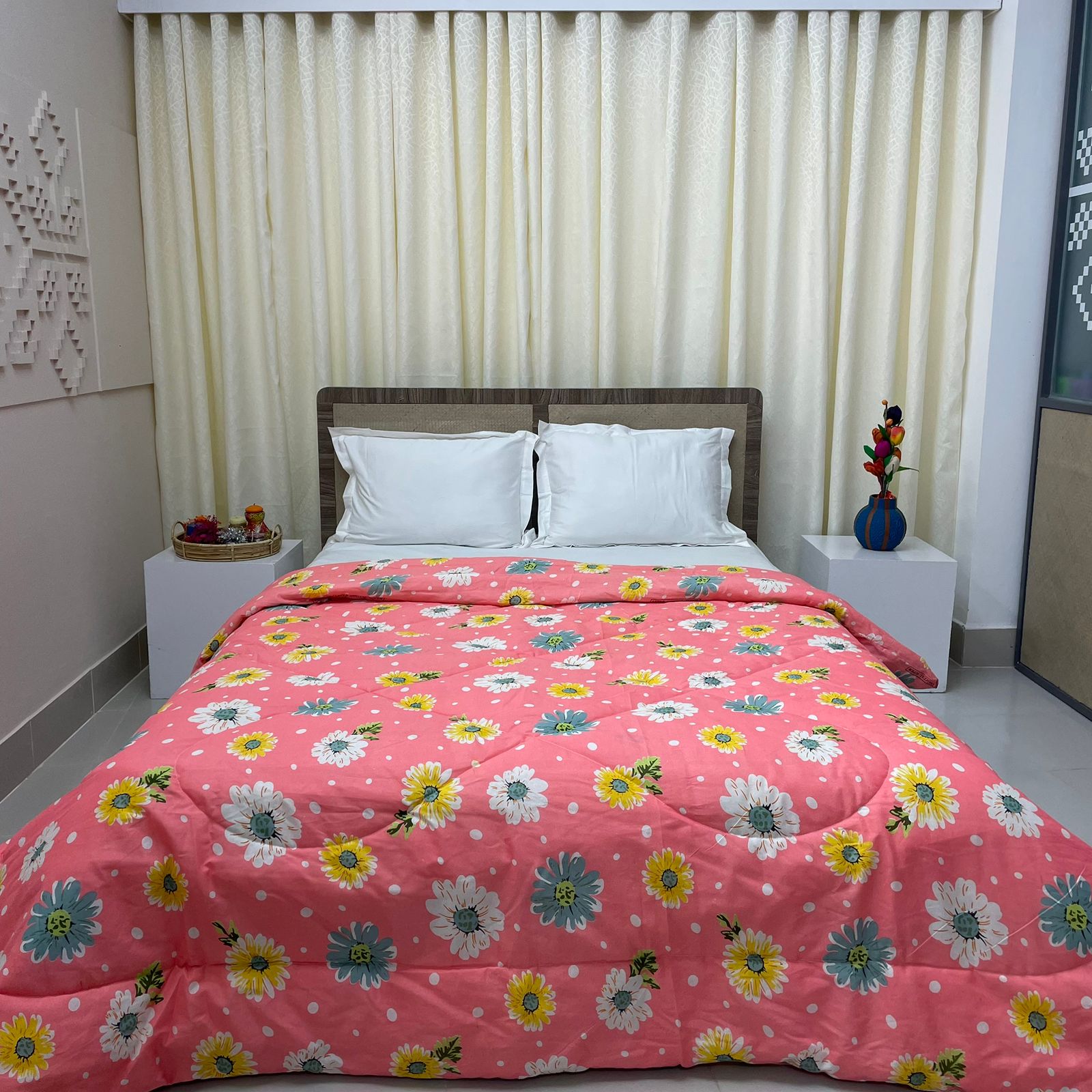 King Size Ortha Comforter (84 X 80 Inch) – Mixed Cotton – Misti Phul – Shawl Free