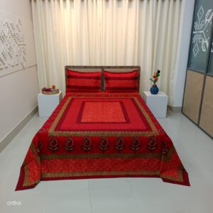 Hand Block Ortha Bedsheet – 3 Pecs – King Size