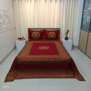 Hand Block Ortha Bedsheet – 3 Pecs – King Size